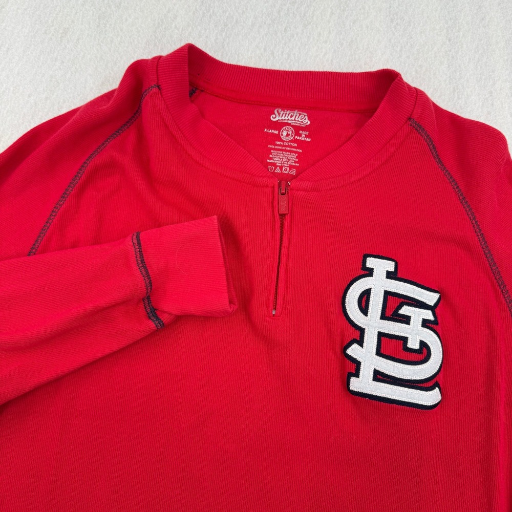 Stitches St Louis Cardinals MLB Quarter Zip Long Sleeve Thermal Shirt Red Men XL
